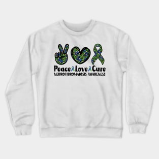 Peace Love Cure Neurofibromatosis Awareness Crewneck Sweatshirt